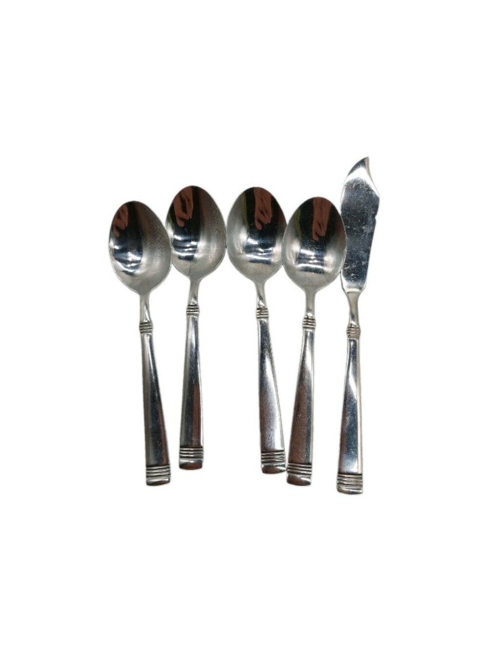 Pfaltzgraff 4 Soup Spoon 6" And 1 Butter Knife 18/0 Stainless